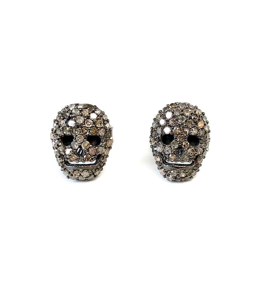 Small Diamond Skull Stud Earrings