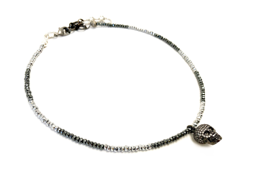 Pave Skull Charm Necklace