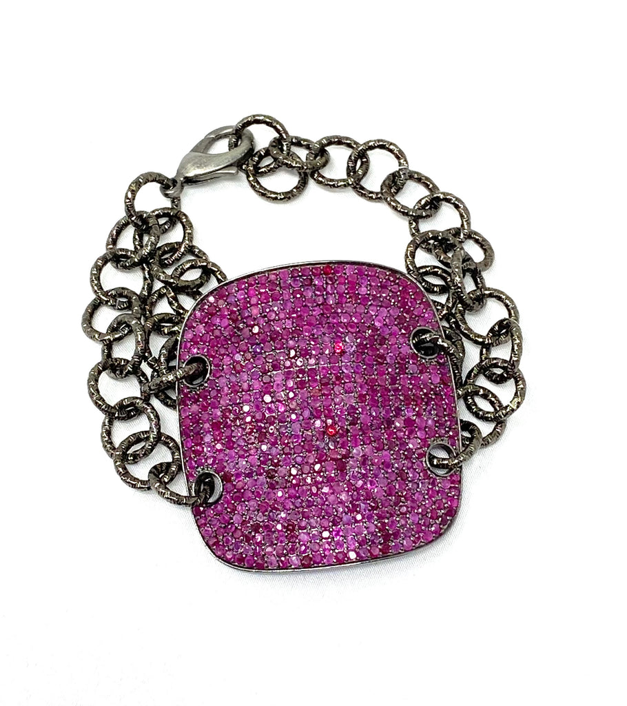 Shield Bracelet in Ruby or Sapphire