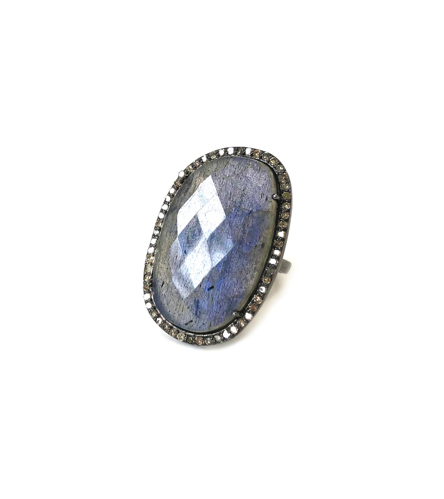 Labradorite & Diamond Ring