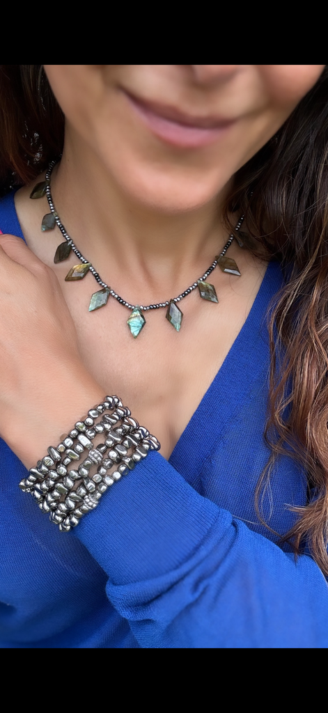 Triangle Stone Drop Necklaces