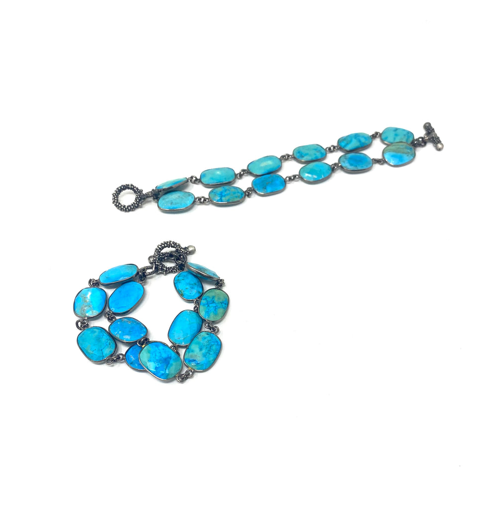 2 Strand Inset Turquoise Stone Bracelet