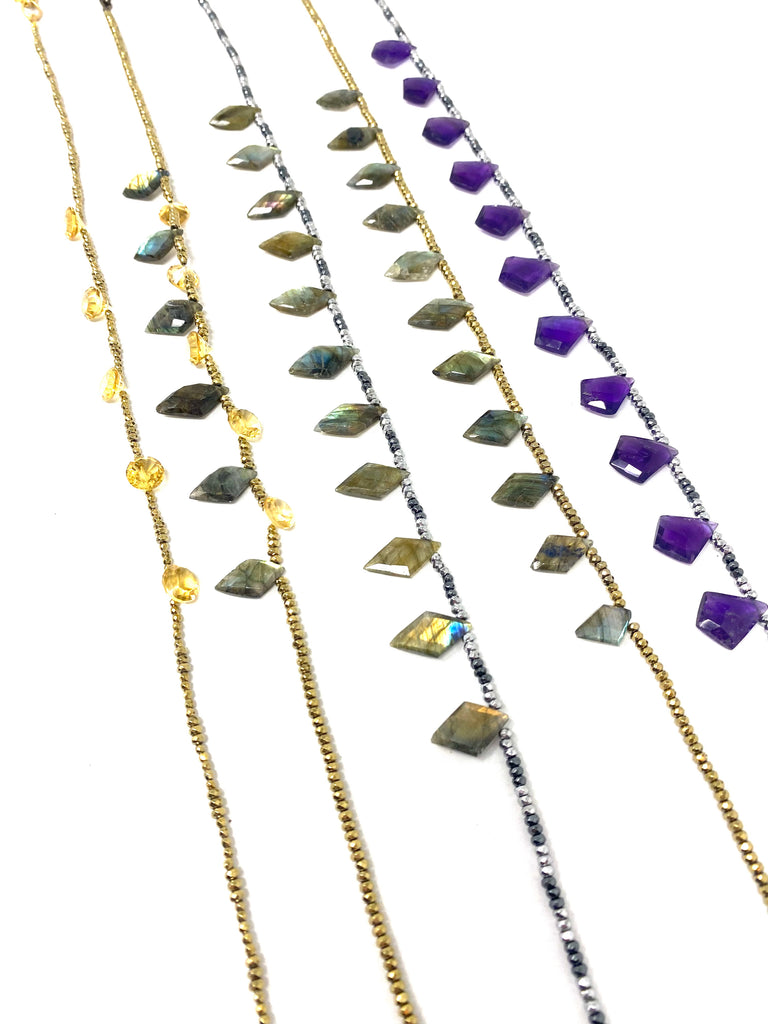 Triangle Stone Drop Necklaces