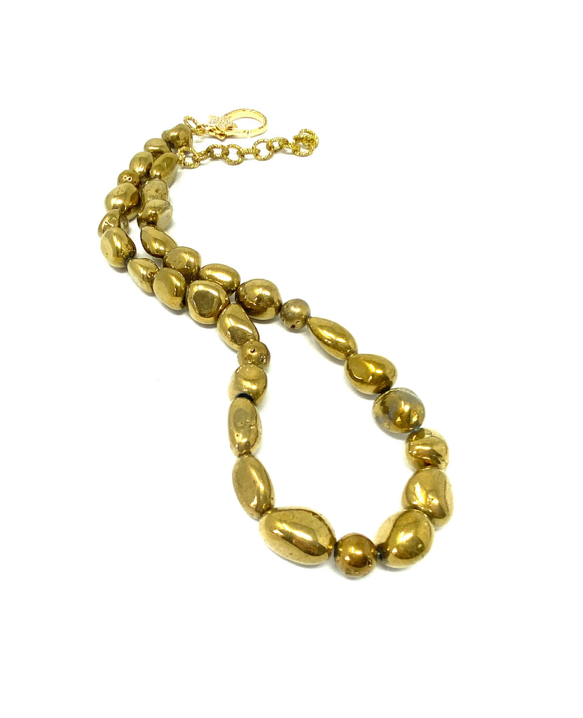 Electroplated Gold Quartz Nugget Necklace
