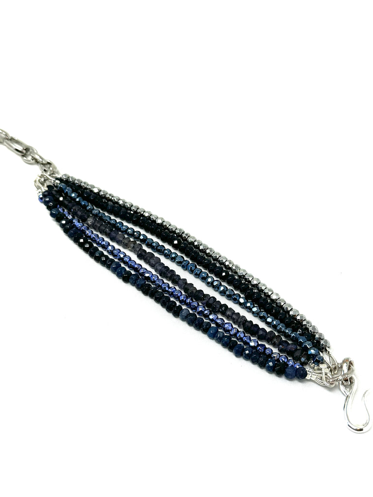 6 Strand Blues Gemstone Bracelet