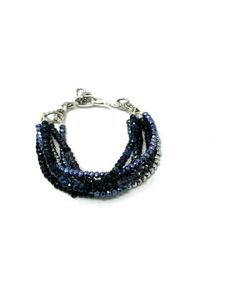 6 Strand Blues Gemstone Bracelet