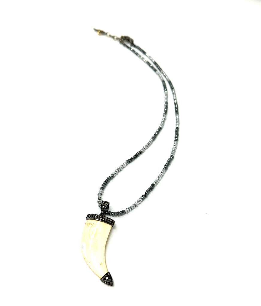 Diamond Horn Hematite Necklace