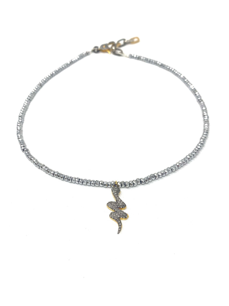 Diamond Hematite Snake Necklace