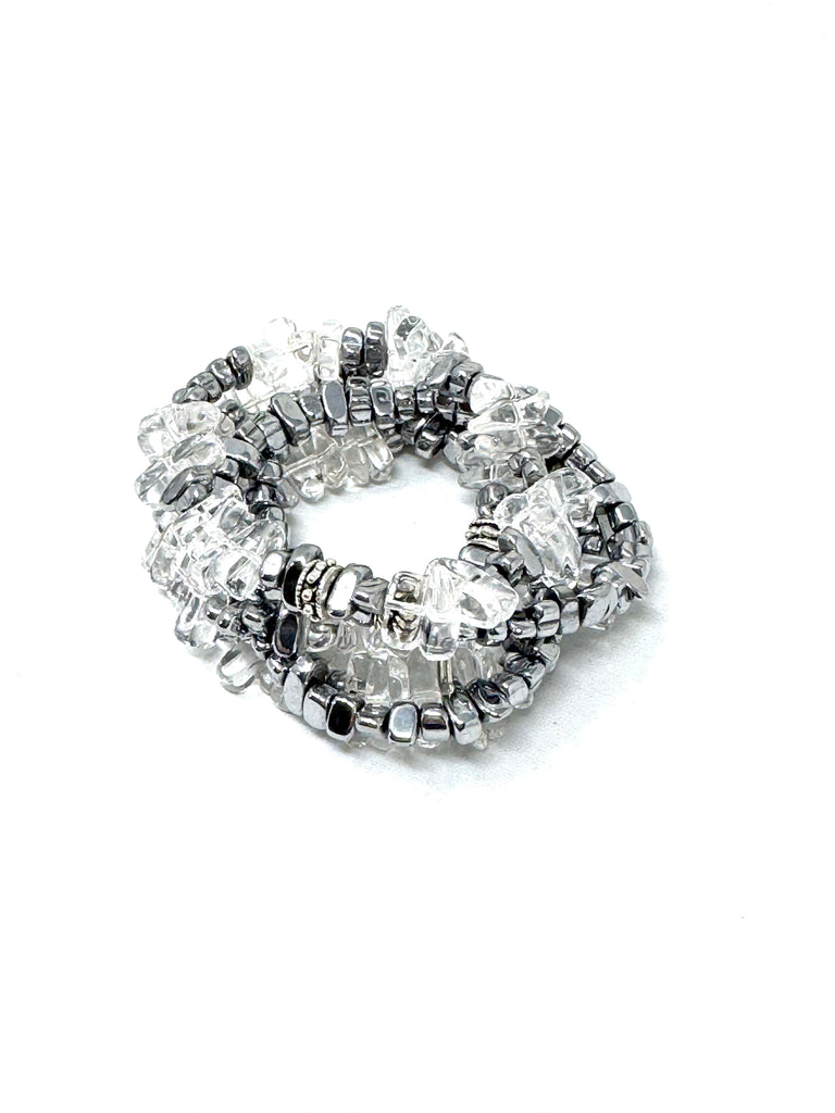 Clear Quartz and Hematite Nugget Stacks