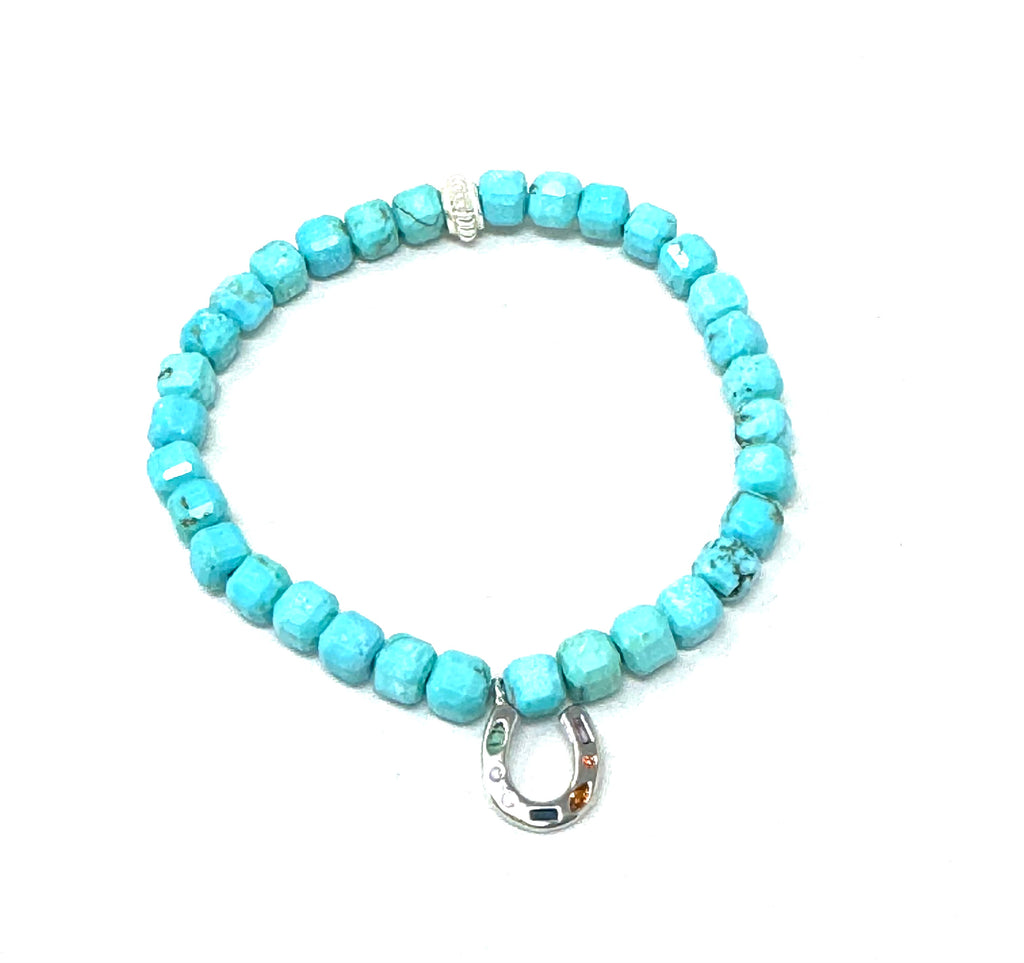 Turquoise Square Beaded Stretch Bracelets