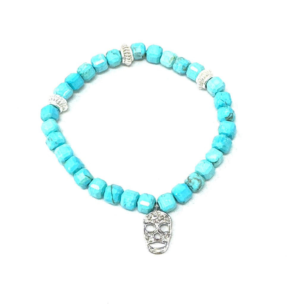 Turquoise Square Beaded Stretch Bracelets