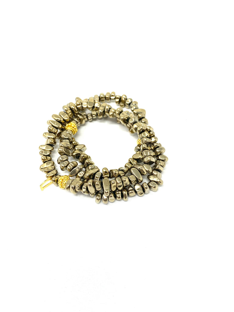 Gold Hematite Nugget Bracelet Stack