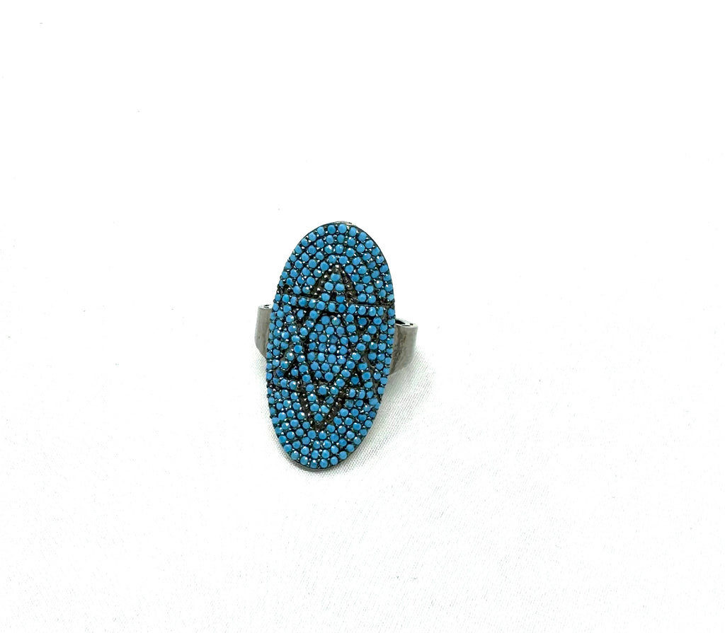 Turquoise & Sapphire Star of David Ring