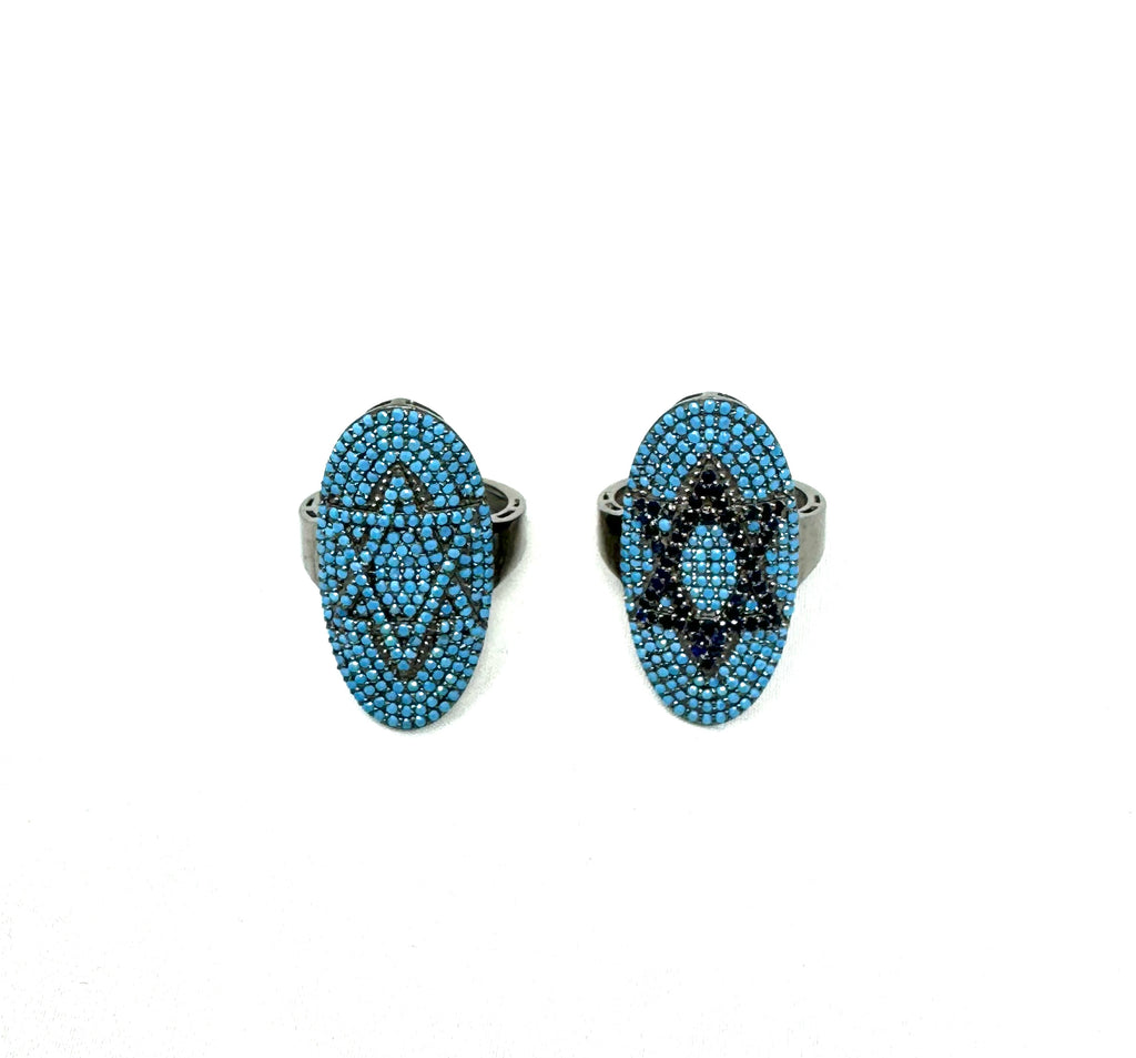 Turquoise & Sapphire Star of David Ring