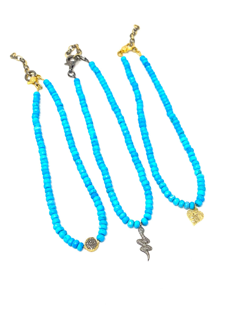 Arizona Turquoise & Diamond Charm Necklaces