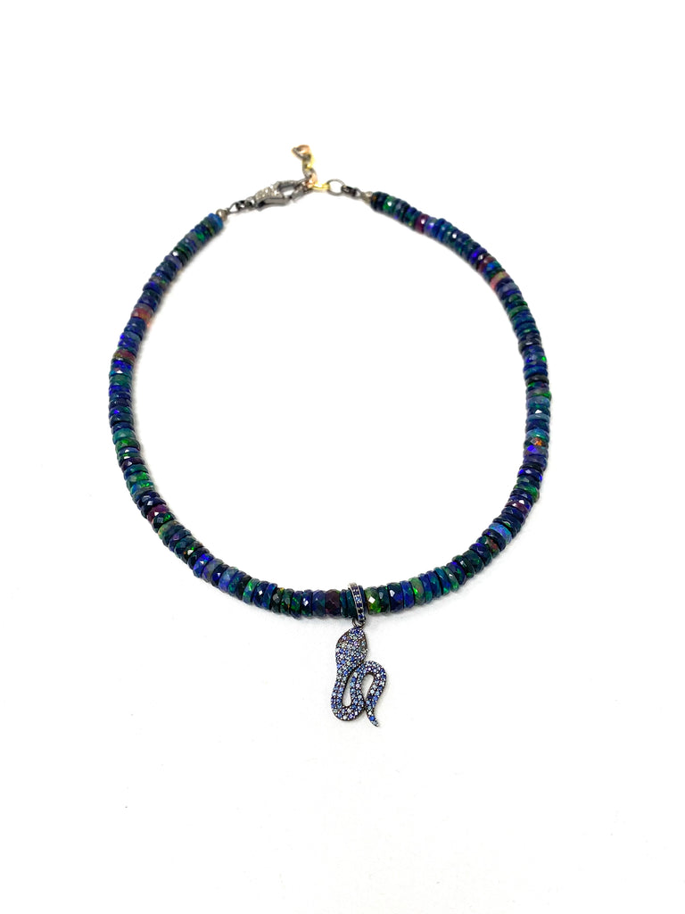 Black Ethiopian Opal Snake Necklace