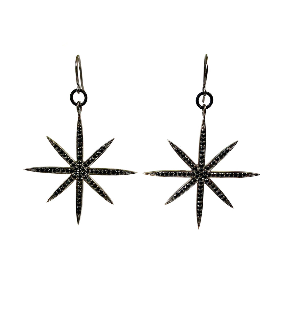 Black Spinel 8-Point Star Earrings