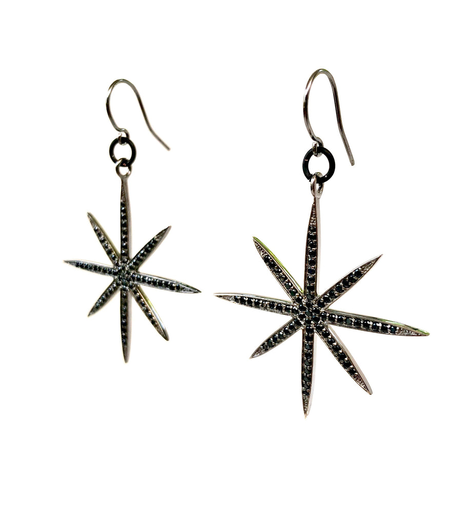 Black Spinel 8-Point Star Earrings