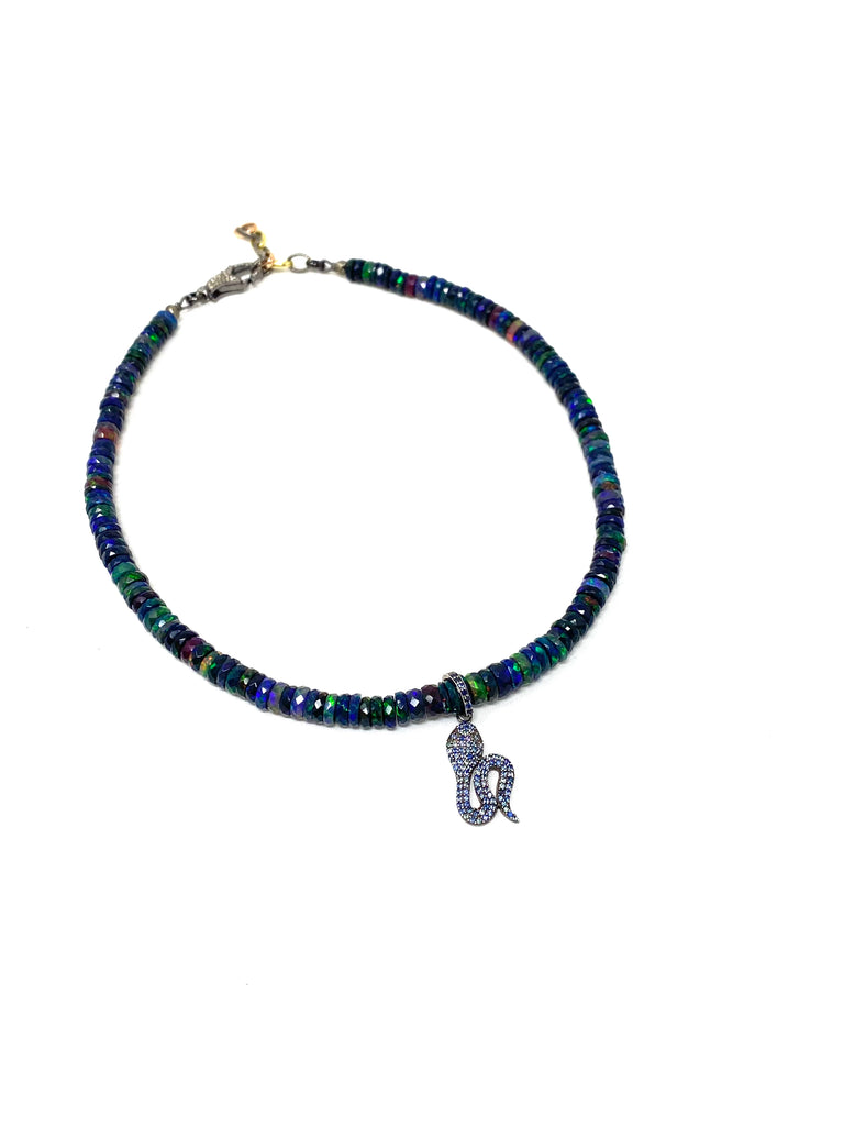 Black Ethiopian Opal Snake Necklace