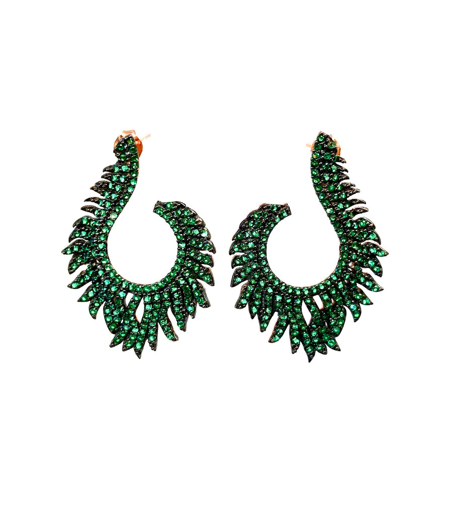 Emerald Spinel Flame Earrings