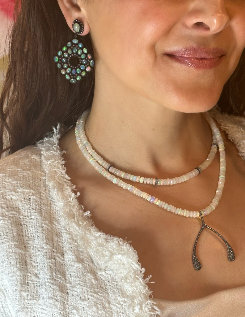 Ethiopian Opal Wishbone Necklace