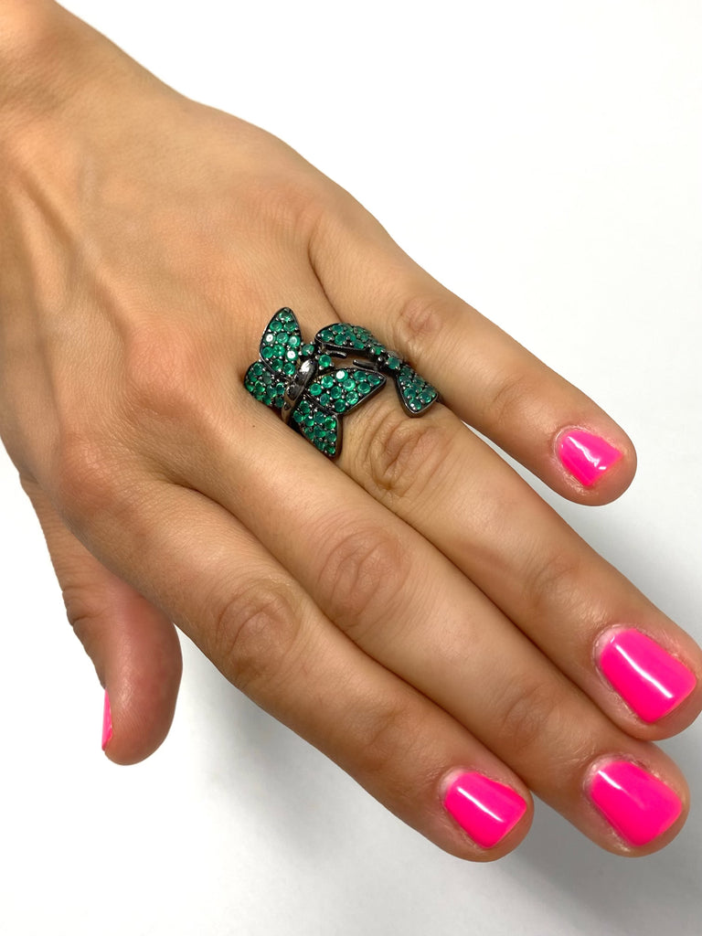 Green Onyx Butterfly Ring