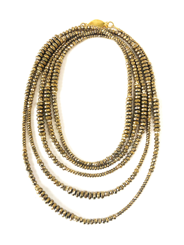 Lori Gold Hematite Opera Necklace
