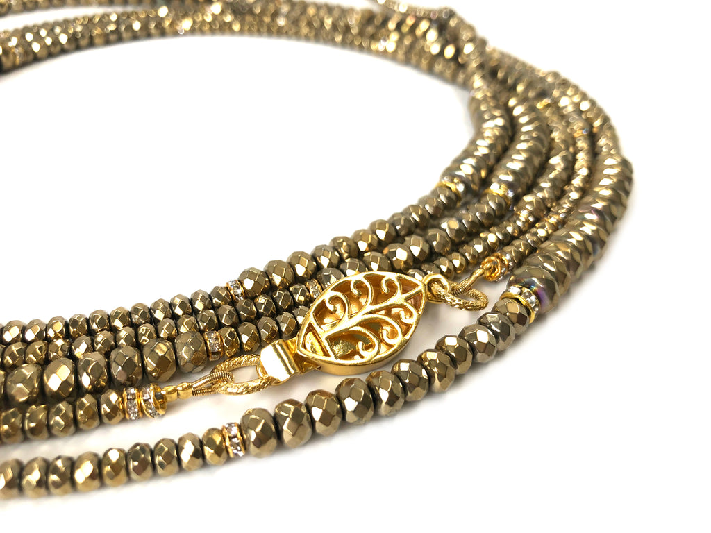 Lori Gold Hematite Opera Necklace