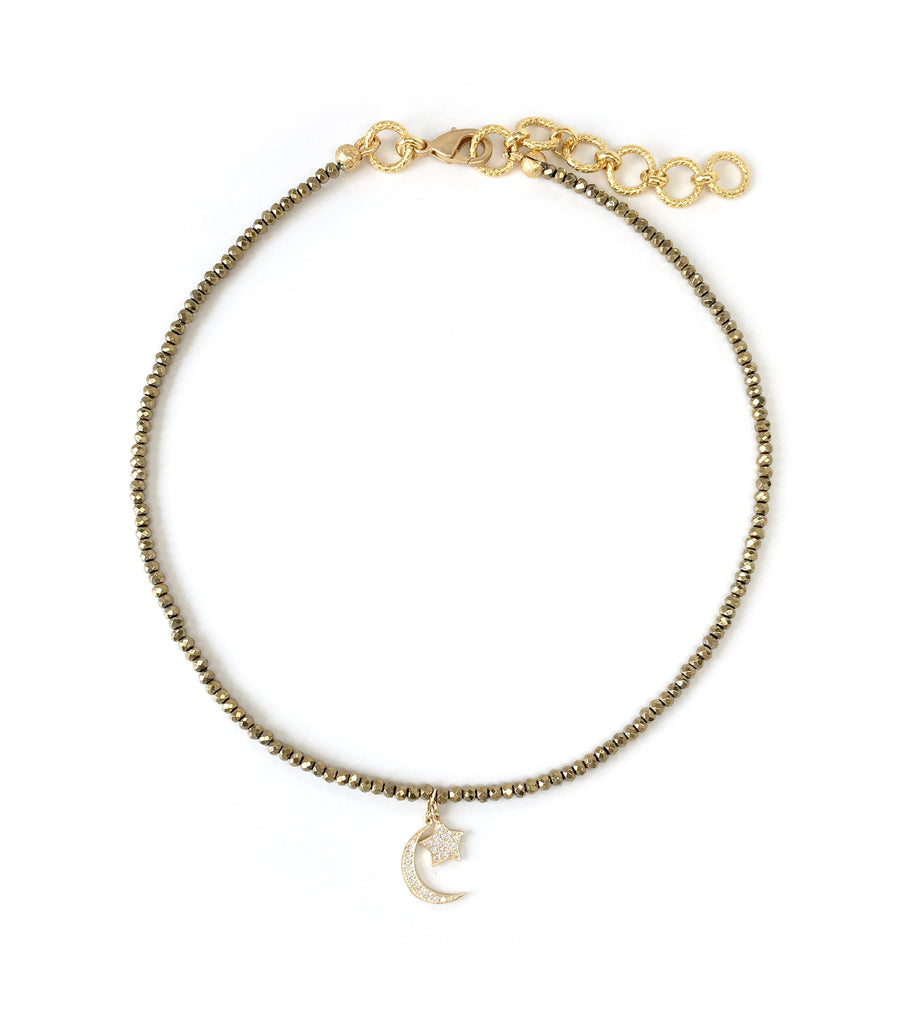 Dangling Moon & Star Charm Necklace