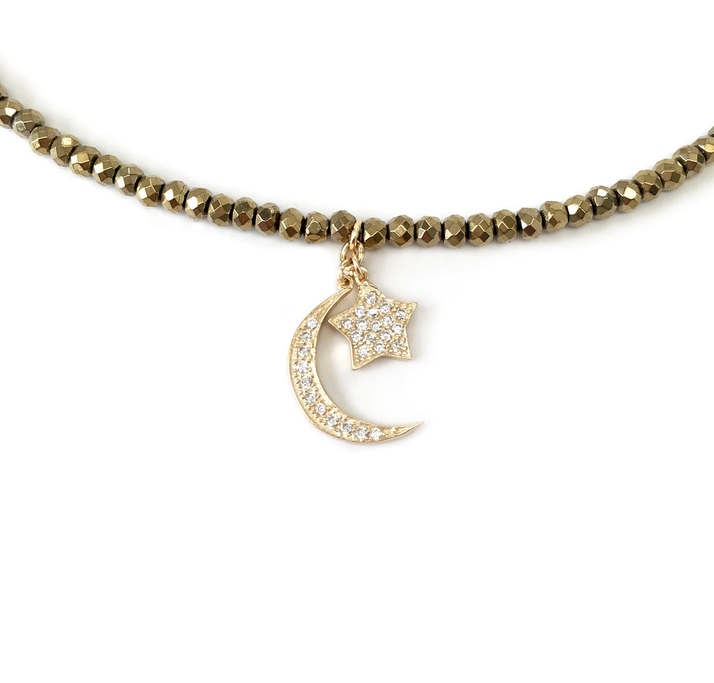 Dangling Moon & Star Charm Necklace