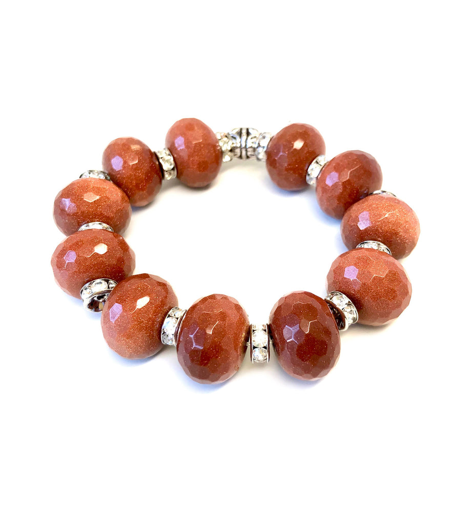 Sparkly Goldstone Bracelet with Pave Spacers