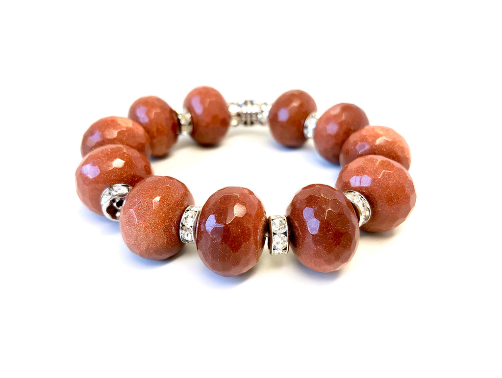 Sparkly Goldstone Bracelet with Pave Spacers