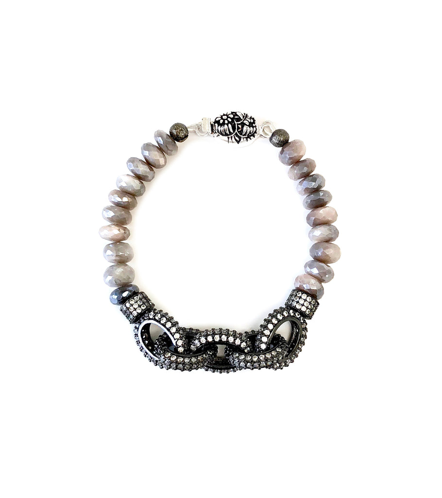 Grey Moonstone Chain Link Bracelet