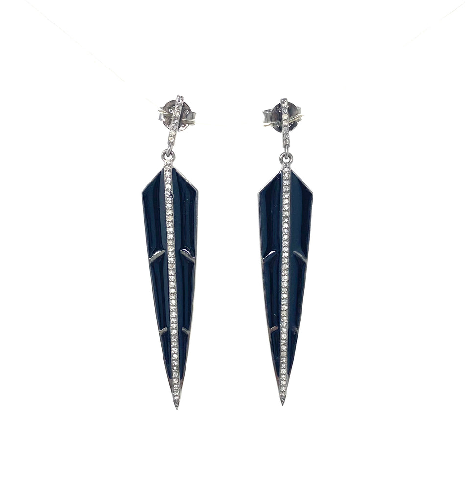 Diamond and Enamel Dagger Earrings