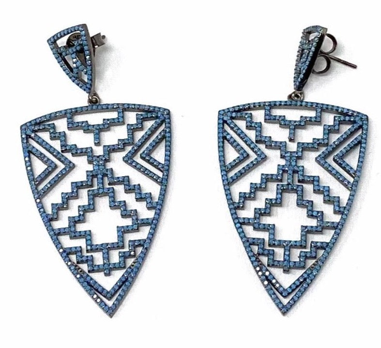 Turquoise Aztec Shield Earrings