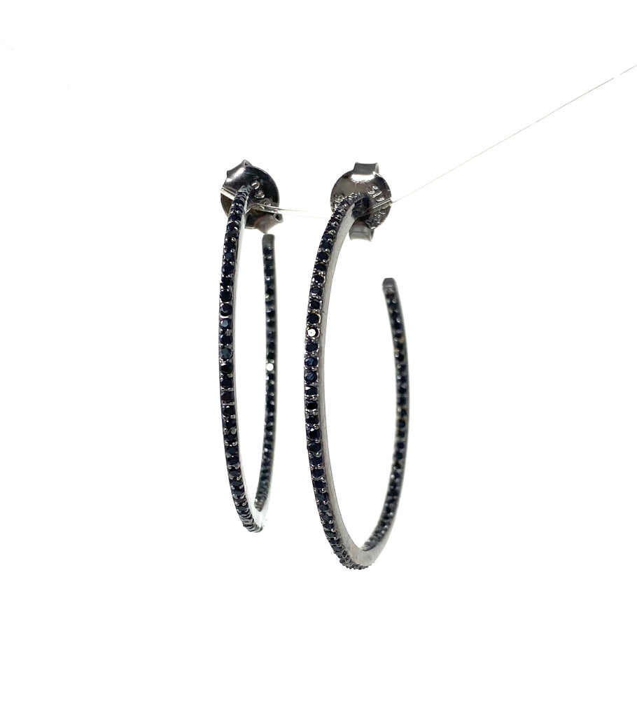 Black Spinel Large Hoops