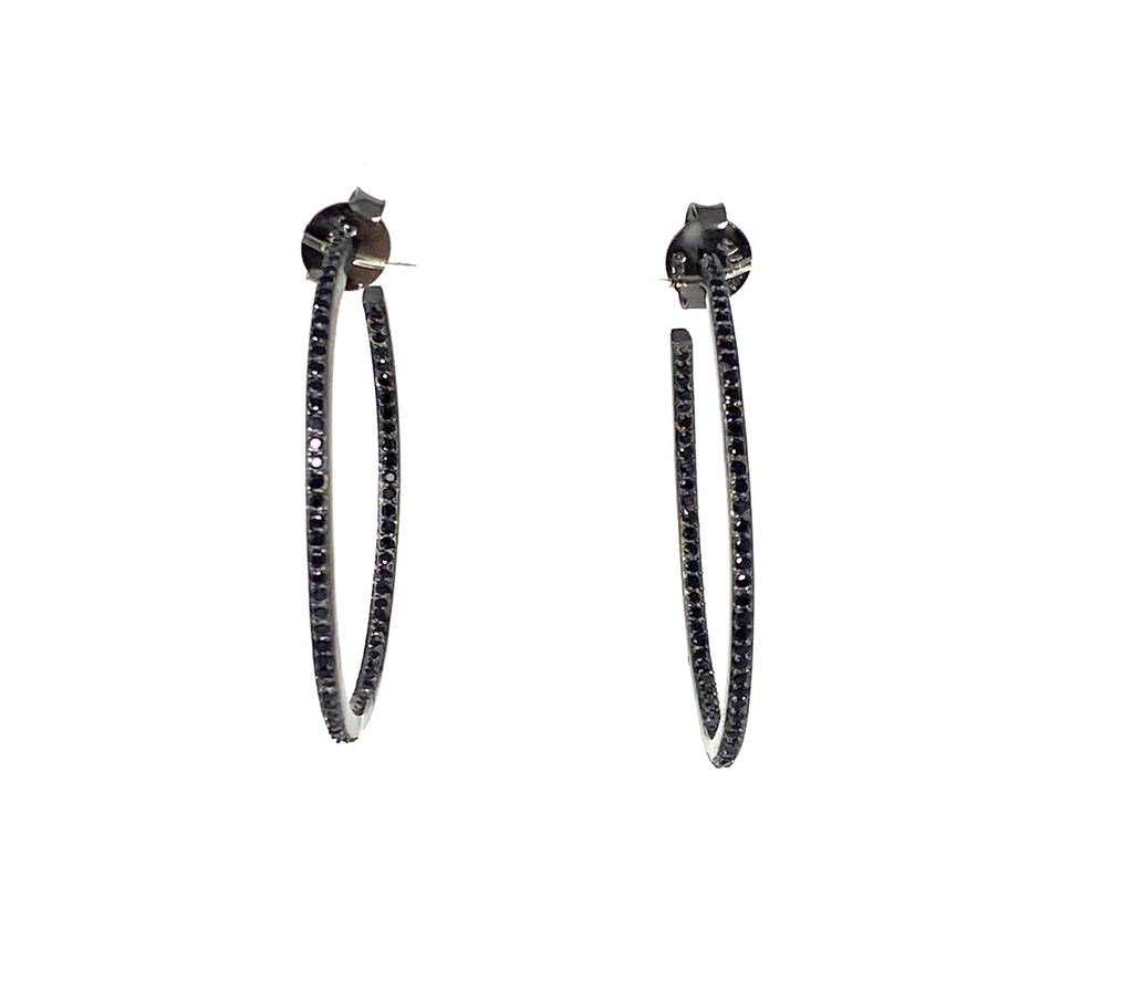 Black Spinel Large Hoops