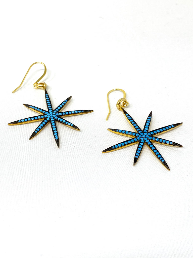 Turquoise 8-Point Star Earrings
