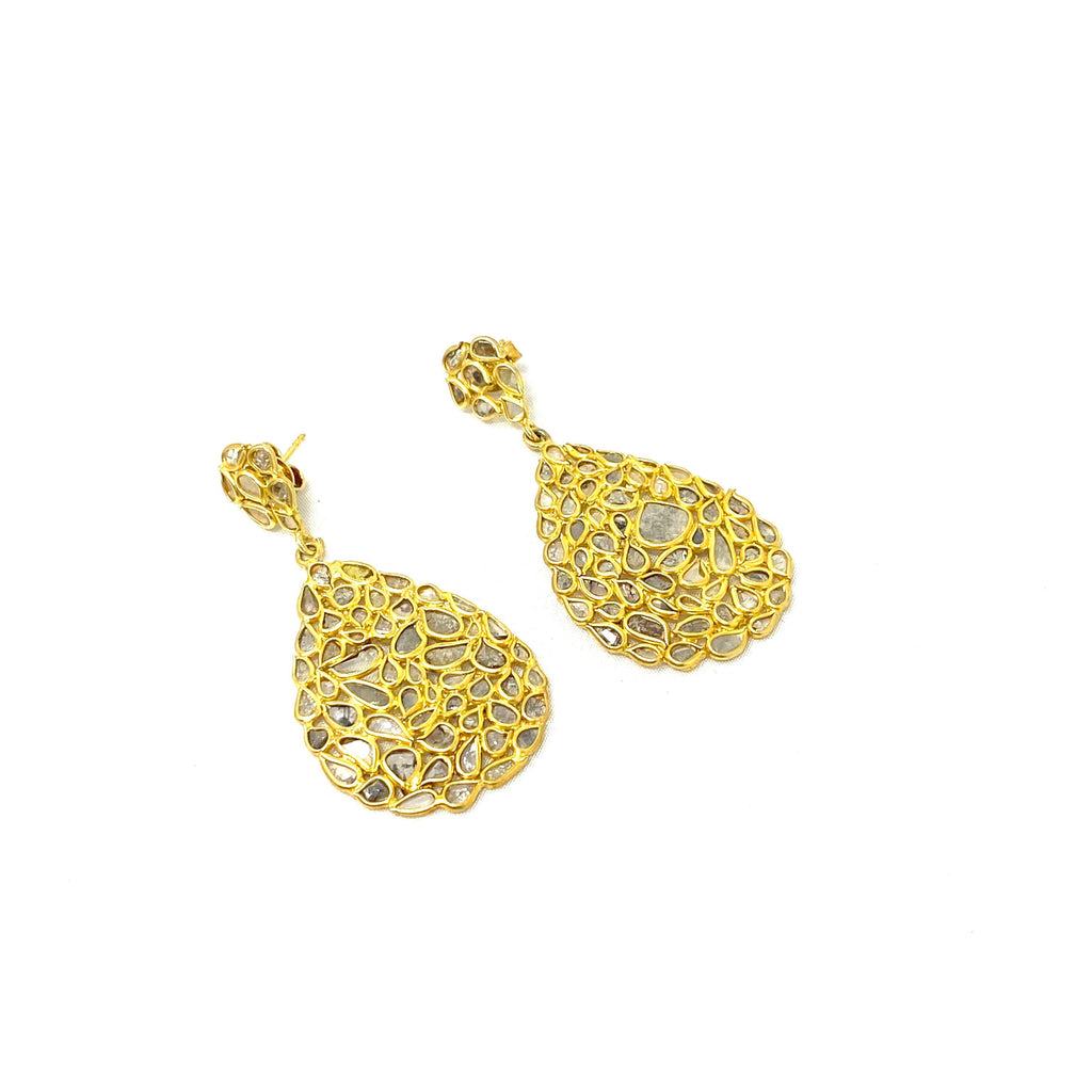 Diamond & Gold Teardrop Earrings