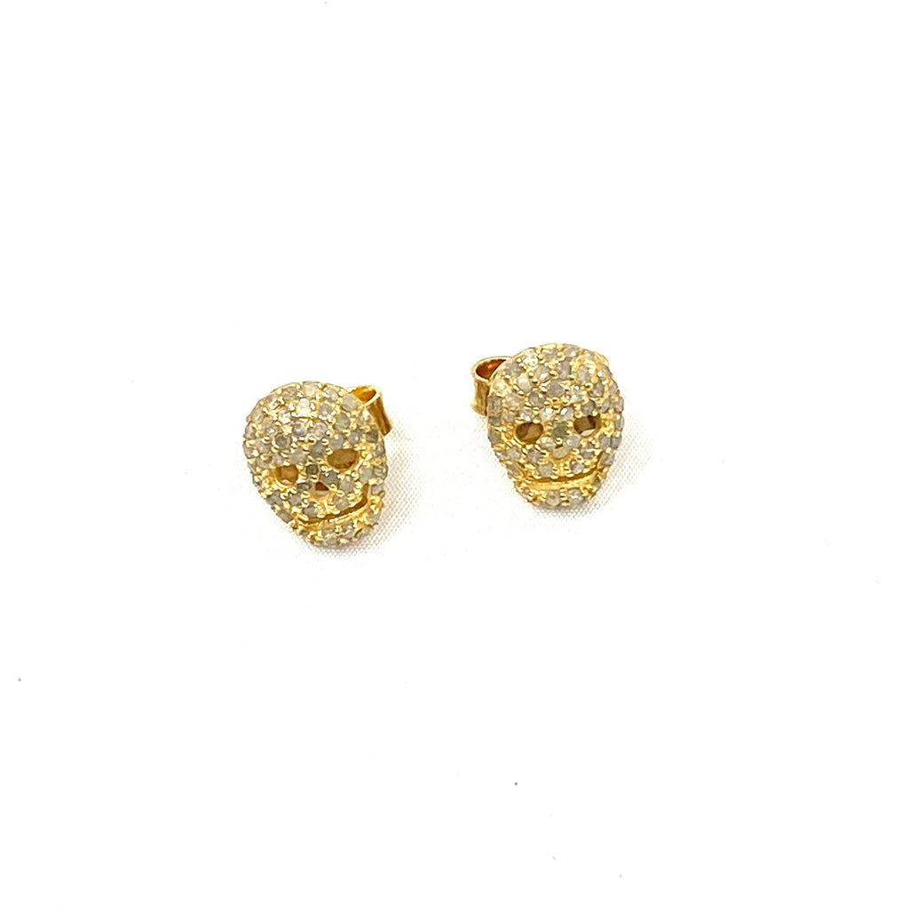Small Diamond Skull Stud Earrings