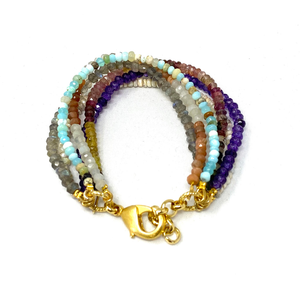 6 Strand Semi-Precious Gemstone Bracelet