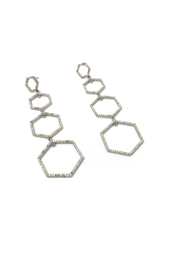 Hexagon Diamond Earrings
