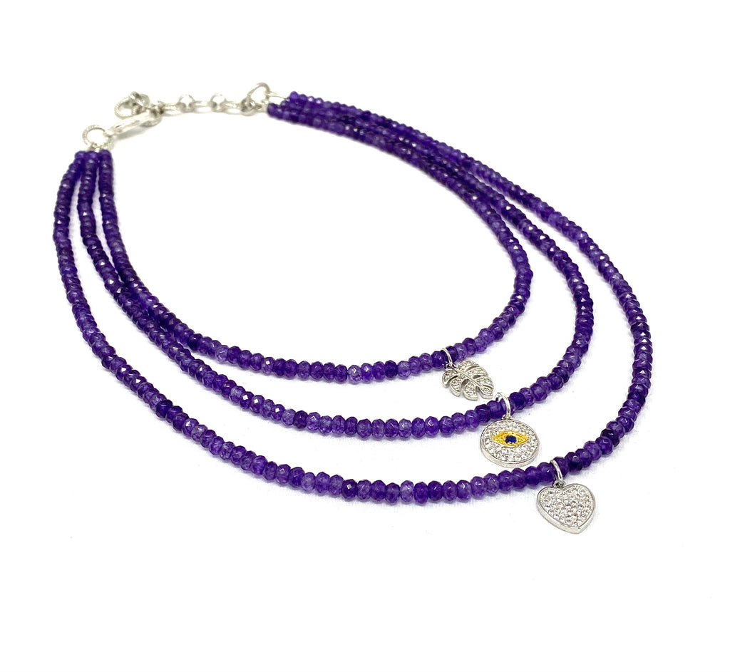 Triple Strand Semi Precious Gemstone Necklaces