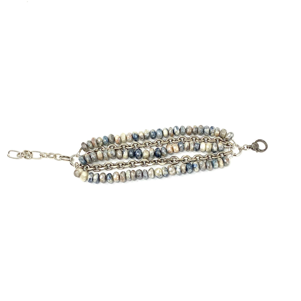 5-Strand Stone and Chain Bracelets with Diamond Clasp