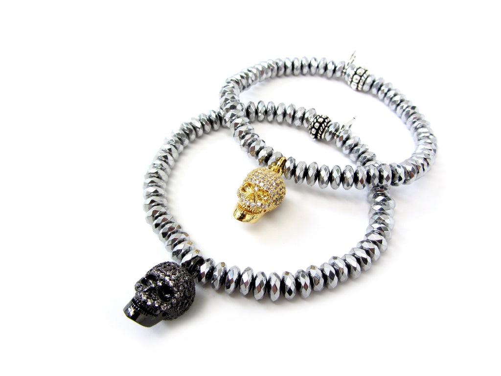 Crystal Skull Charm Bracelet