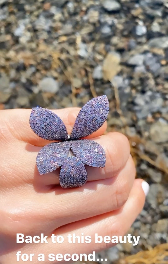 Tourmaline Butterfly Flower Ring