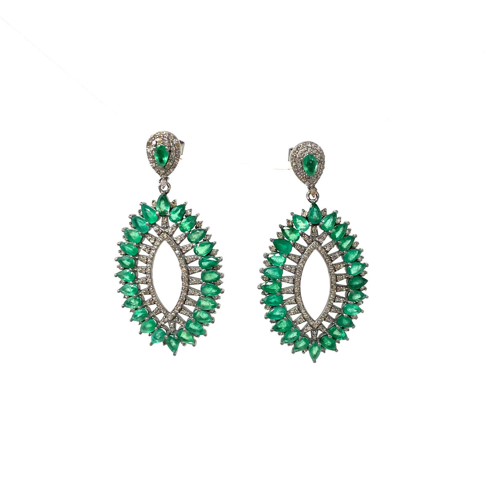 Art Deco Emerald & Diamond Earrings
