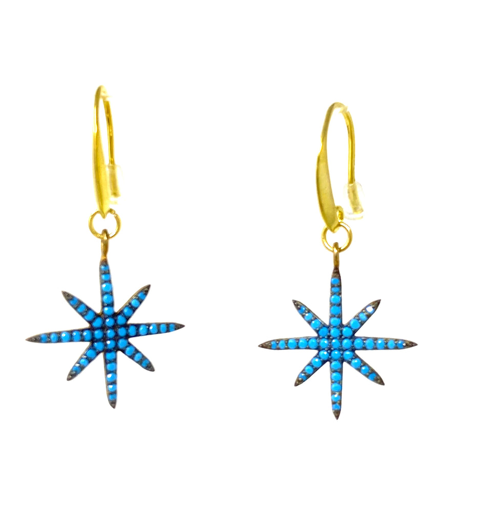 Baby Turquoise 8-Point Star Earrings