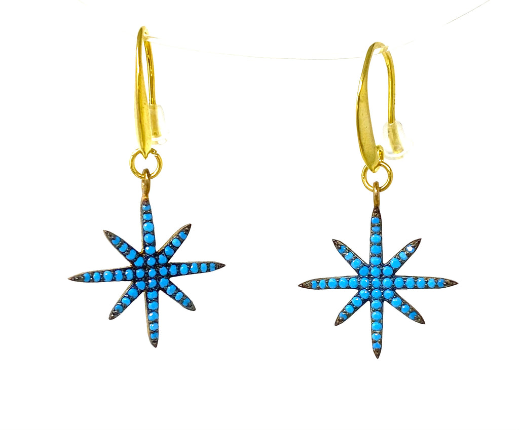 Baby Turquoise 8-Point Star Earrings