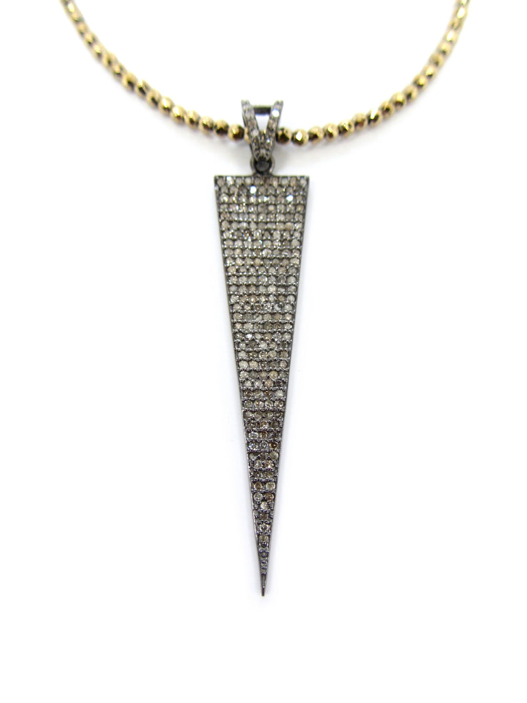 Large Diamond Dagger Pendant on Hematite & Pyrite Necklace